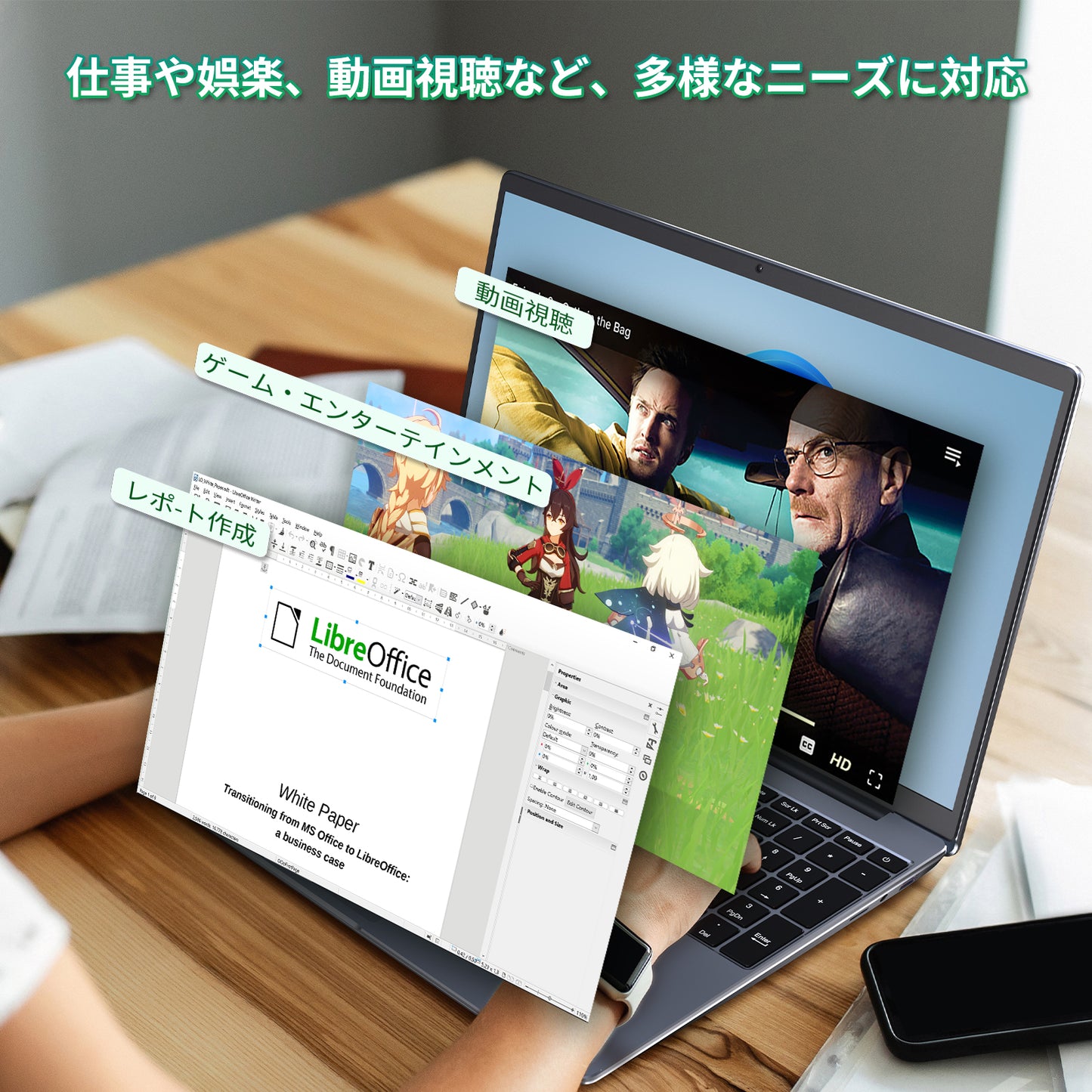 ノートパソコン MS 2019搭載「Twin Lake N150 15.6インチ 4コア/4スレッド 8000mAh大容量バッテリー DDR4 16GB 1TB M.2 SSD 最大周波数3.60GHz 軽量 ノートPC」 Win11 Pro/指紋認証/BT5/Wi-Fi5/USB3.0*2/日本語キーボードカバー付き ノートPC シルバー