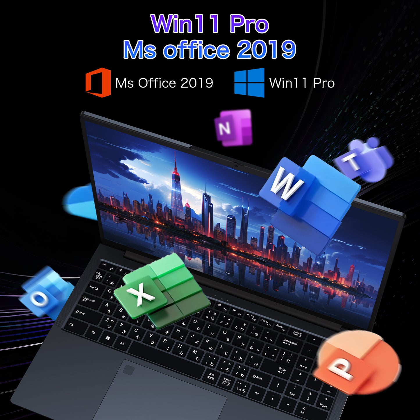 ノートパソコン MS 2019搭載 R5 7430U 16.1インチ 6C12T 最大周波数 4.30GHz デュアルメモリ DDR4 16GB M.2 SSD 1TB ゲーミング ノート PC」 Win11 Pro/指紋認証/HDMI/BT5.3/Wi-Fi6/TYPE-C*2（全機能対応）/USB3.0*2/USB2.0/日本語キーボードカバー付き パソコン ノート